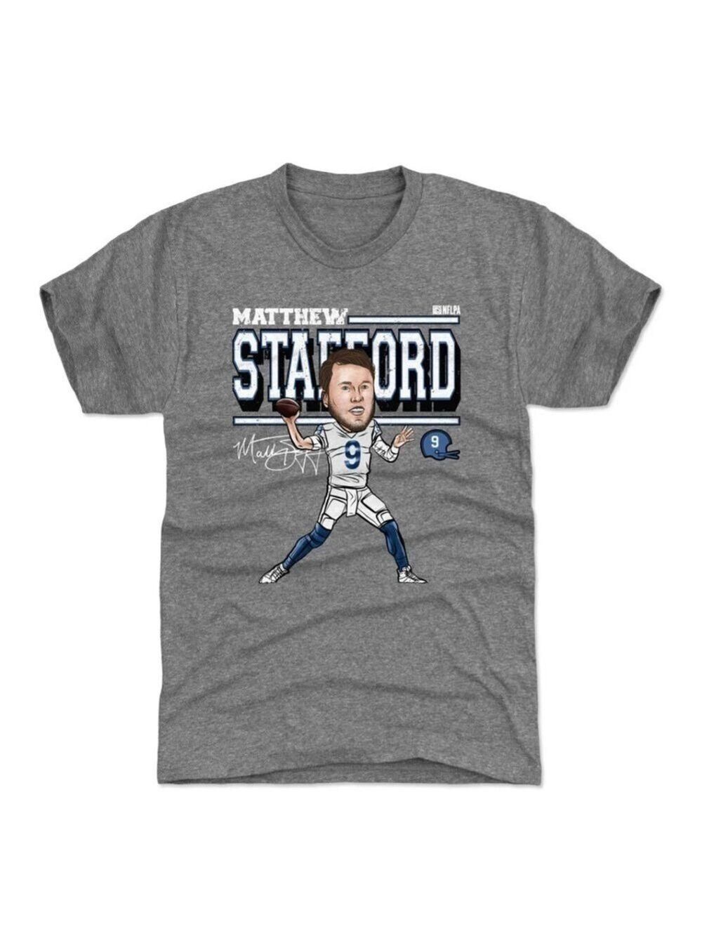 🔥NEW🔥 NFL Matthew Stafford Cartoon LA Rams Gray Shirt Youth XL or Mens SM NWT
